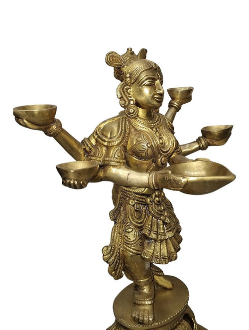 Brass Deeplakshmi Statue - Satyam Collection