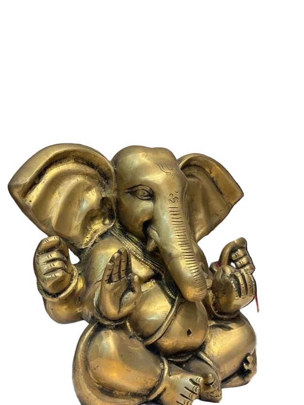 Brass Lord Ganesha Idol – Traditional Golden Blessings - Satyam Collection