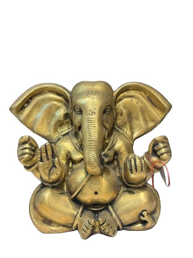 Brass Lord Ganesha Idol – Traditional Golden Blessings - Satyam Collection