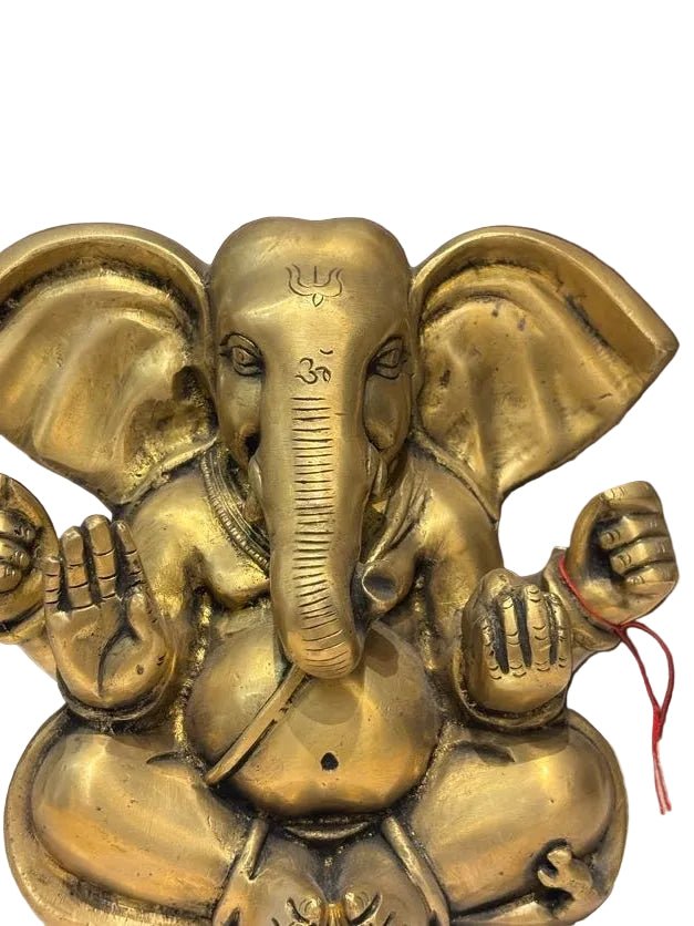 Brass Lord Ganesha Idol – Traditional Golden Blessings - Satyam Collection