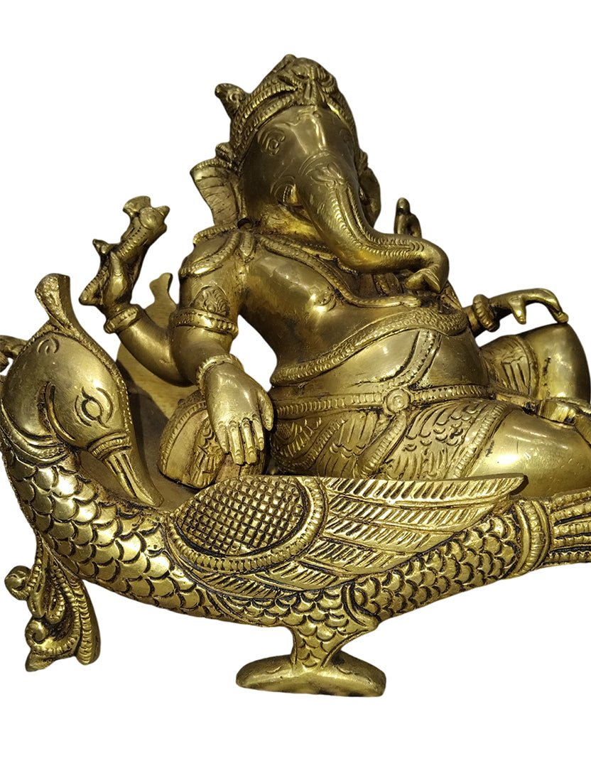 Brass Sleeping Ganesha Statue - Satyam Collection