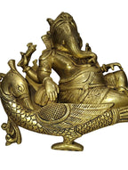 Brass Sleeping Ganesha Statue - Satyam Collection