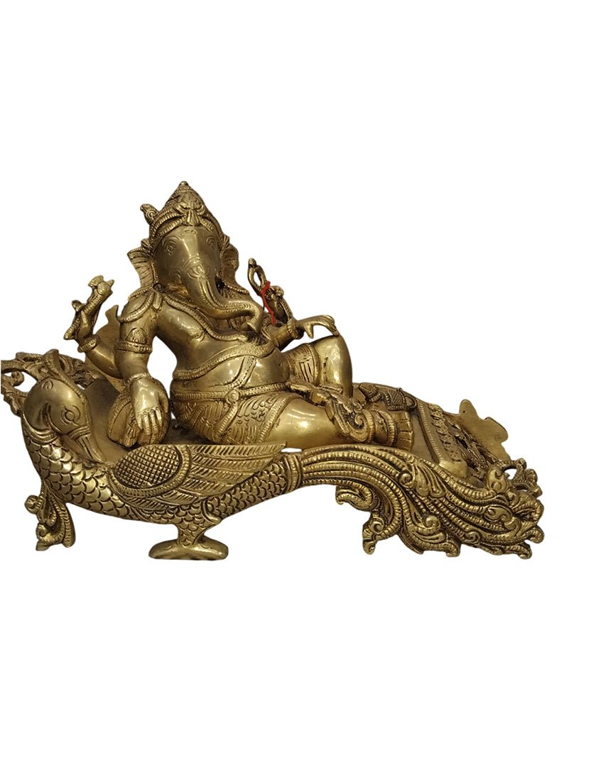 Brass Sleeping Ganesha Statue - Satyam Collection
