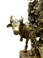 Divine Lord Krishna Playing Flute with Cow – Premium Decorative Brass Murti