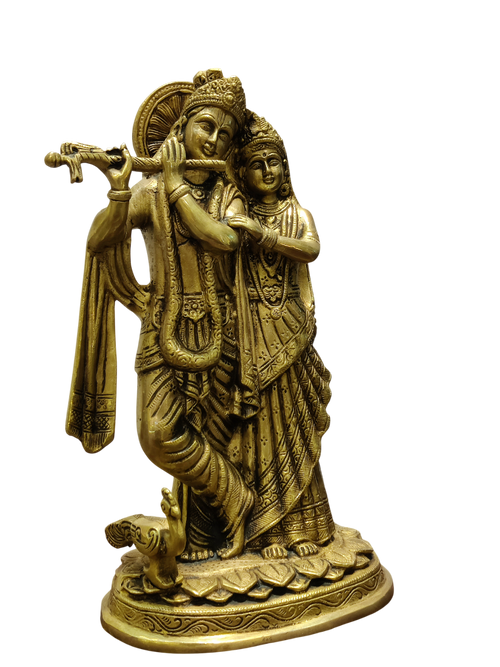 Divine Brass Radha Krishna Idol – Eternal Love Statue