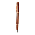 Cleo Skribent | Natura | Fountain Ink Pen with Ink Pot | 18K Gold Bicolour Nib | Amboyna Burl Body of Hardwood | Rose Gold-Plated Trims
