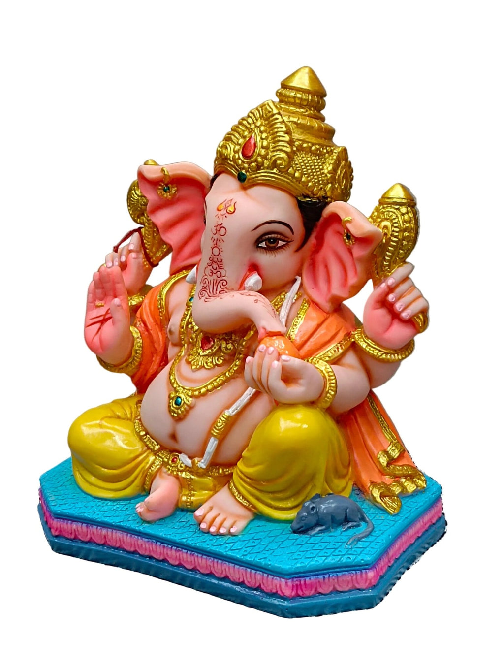 Colorful Fiber Ganesha Statue – Seated Lord Ganesh Idol for Home Décor - Satyam Collection