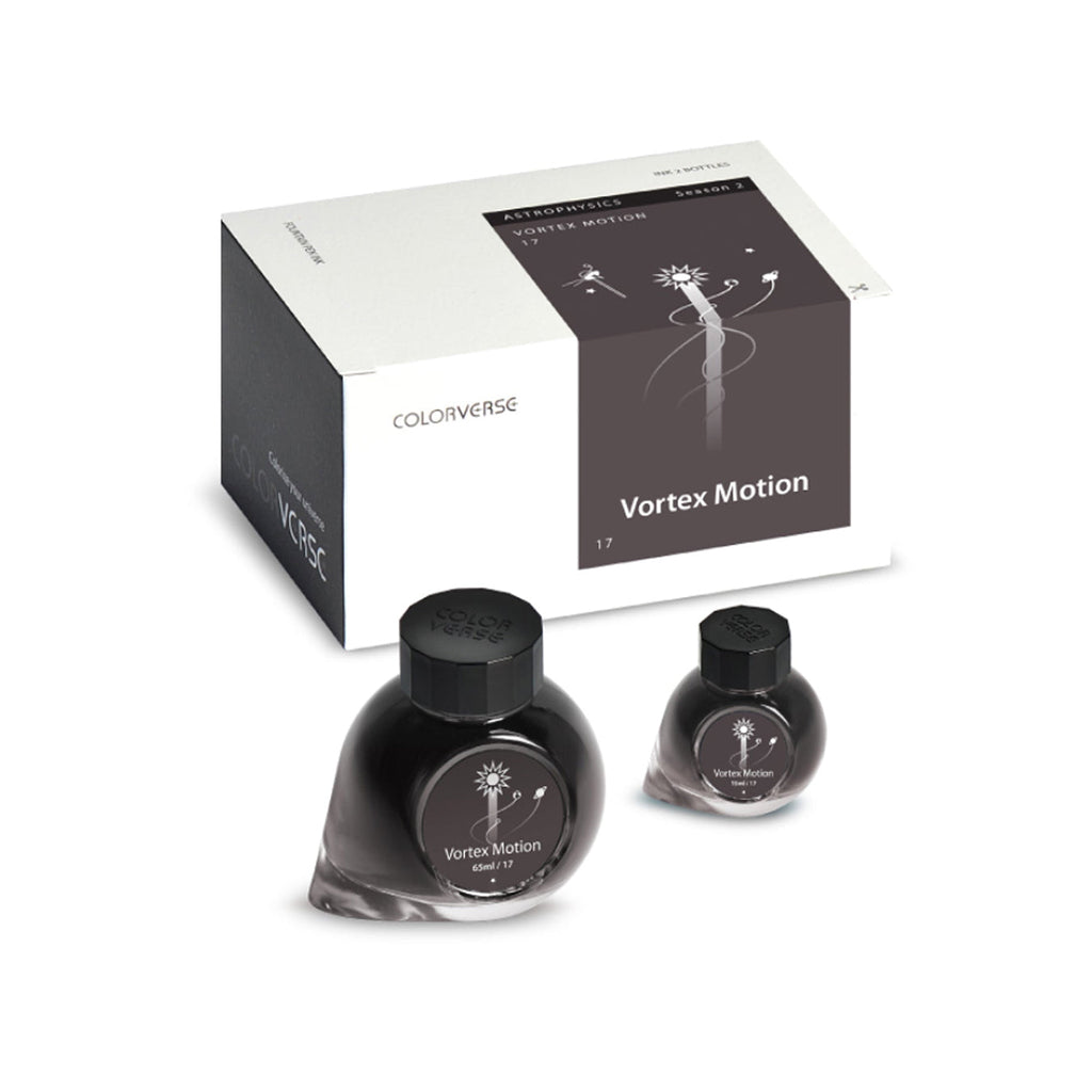 Colorverse | Astrophysics Series | Season 2 | Vortex Motion | Fountain Pen Ink | Black | 65ml and 15ml | 2 Bottle Set