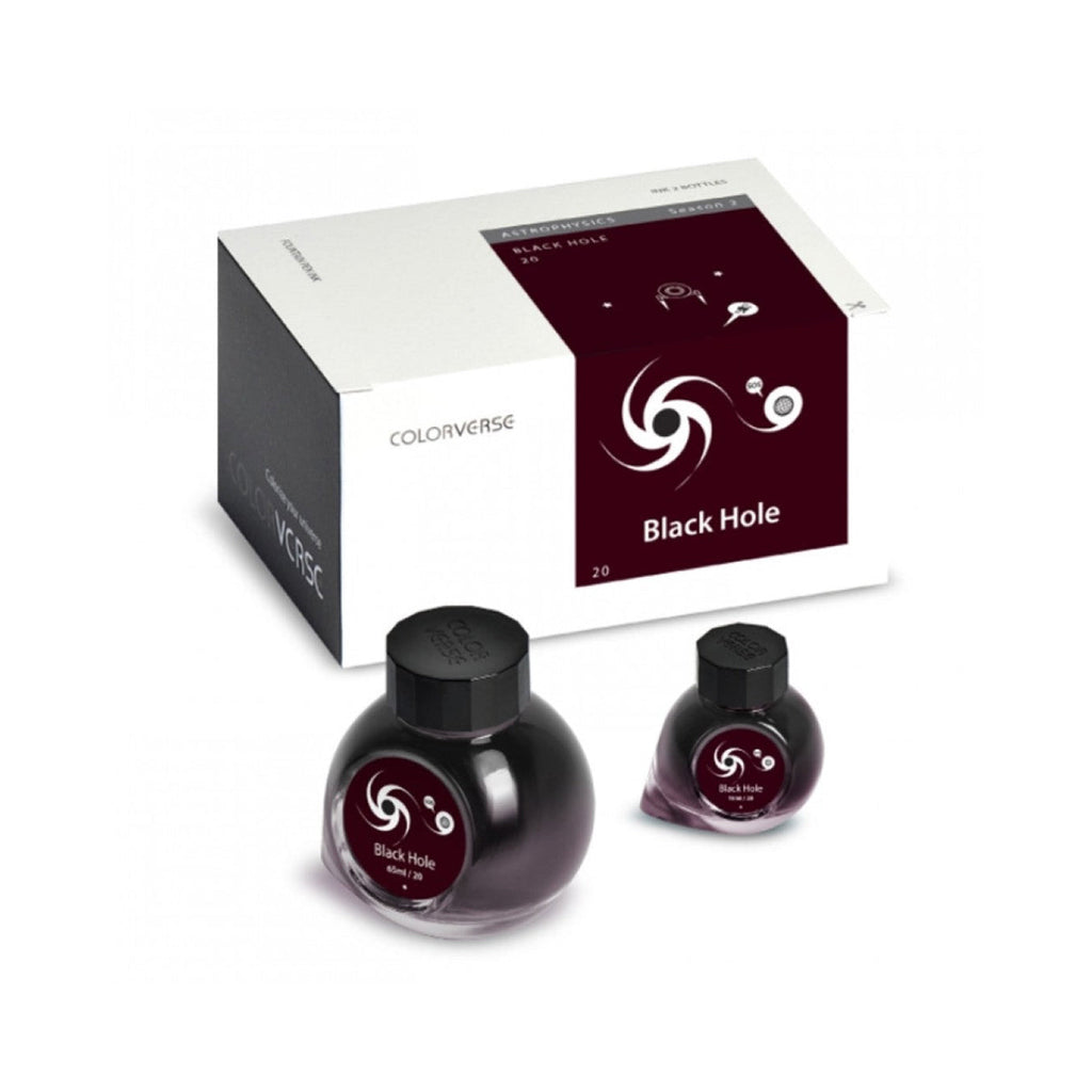 Colorverse | Astrophysics Series | Season 2 | Fountain Pen Ink | Black Hole | Black | 65ml and 15ml | 2 Bottle Set