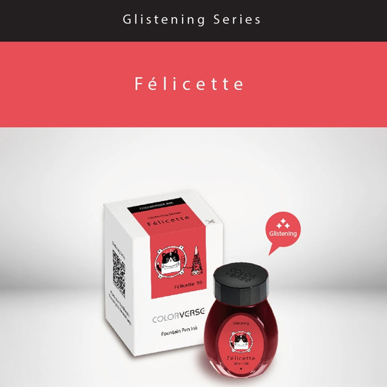 Colorverse | Glistening Series | Traiblazer In Space | Felicette | Fountain Pen Ink | Red Ink | 30ml