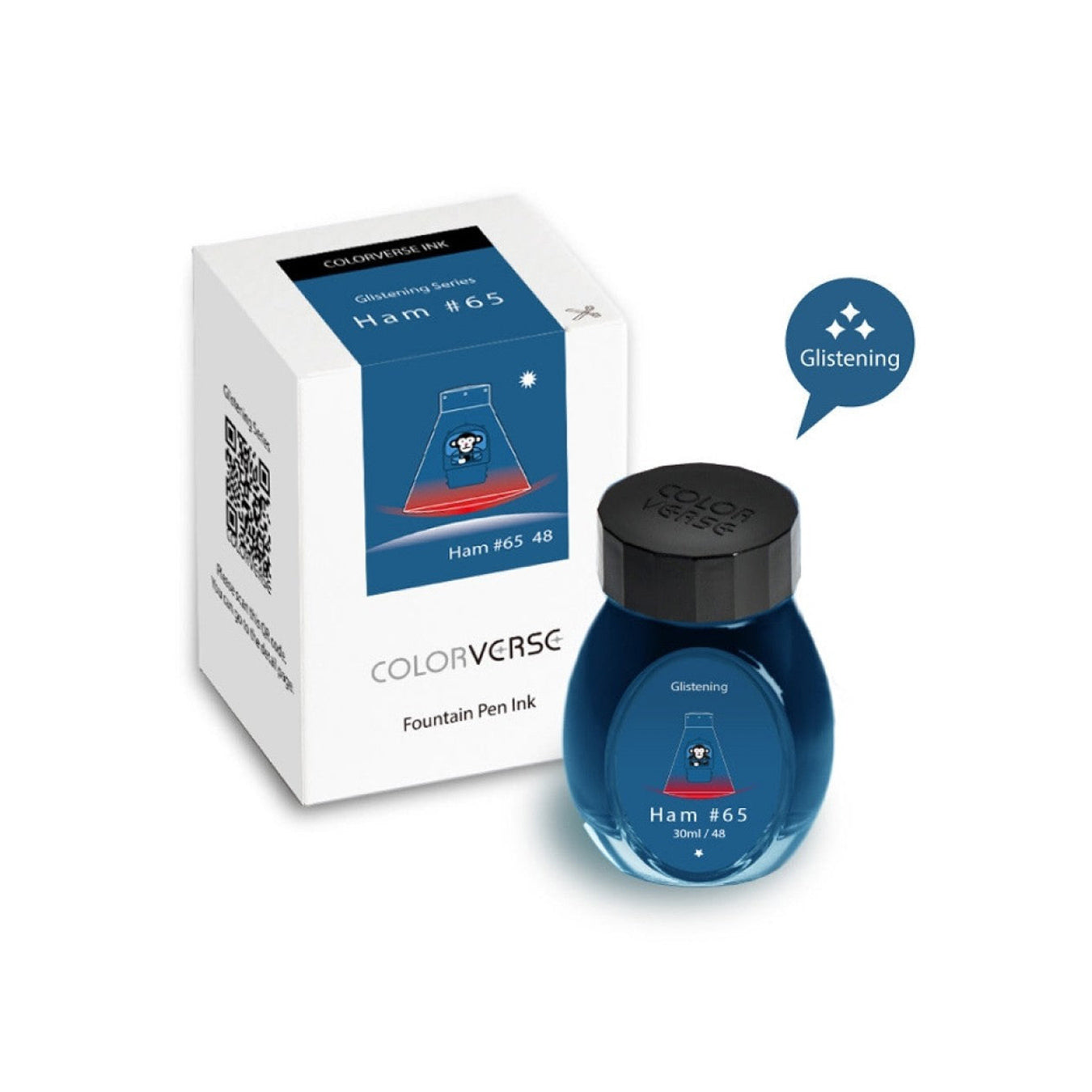 Colorverse | Glistening Series | Traiblazer In Space | Ham65 | Fountain Pen Ink | Dark Blue Ink | 30ml