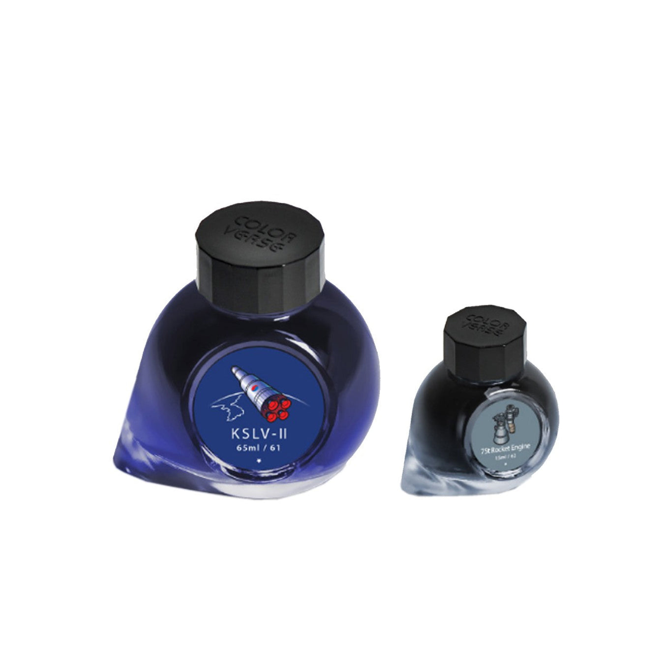 Colorverse | Gray | Fountain Pen Bottled Ink | KSLV-II | 75t Rocket Engine | Dark Blue | Special Edition | 65ml & 15ml Set