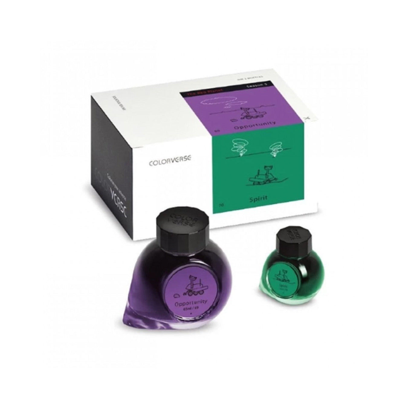 Colorverse Ink | Season 5 | The Red Planet | Opportunity (65ml) and Spirit (15ml) | Purple and Green | 2 Bottle Set | Dye-Based Nontoxic