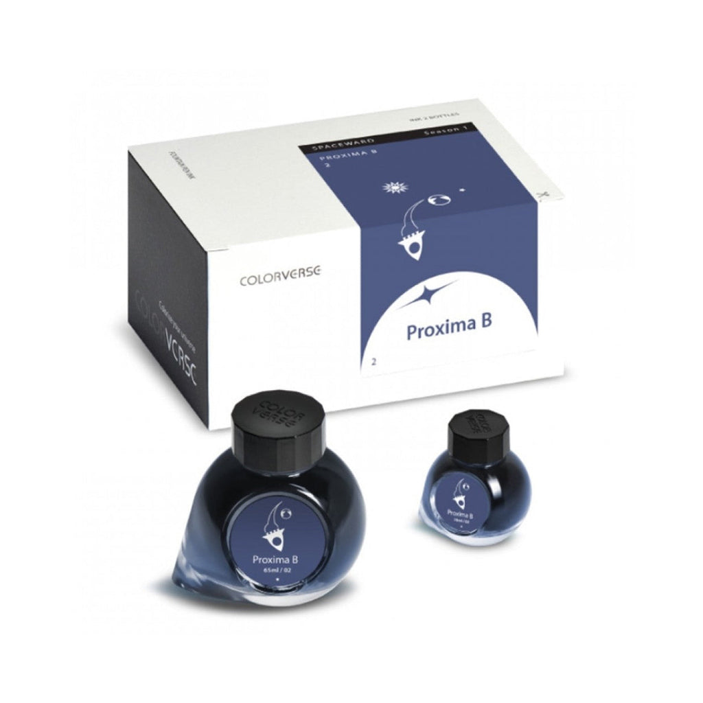 Colorverse Ink | Spaceward Series | Proxima B | Blue | Fountain Pen Ink Bottled | 65ml & 15ml | 2 Bottle Set
