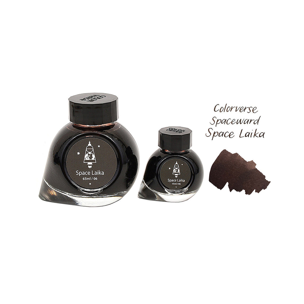 Colorverse Fountain Pen Ink | Spaceward Series | Space Laika | Dark Brown | 65ml & 15ml | 2 Bottle Set