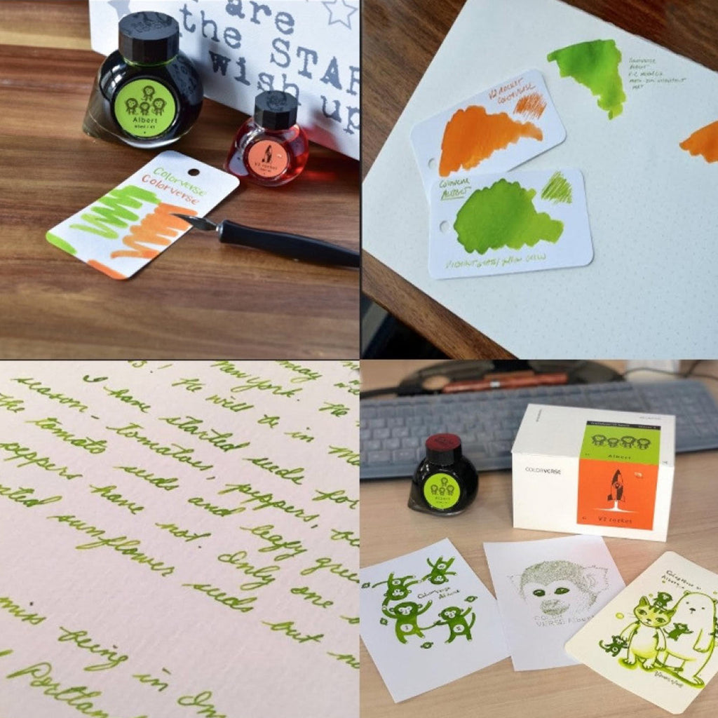 Colorverse Ink | Trailblazer In Space | Albert Light Green & V2 Rocket Orange | 65ml & 15ml | 2 Bottle Set