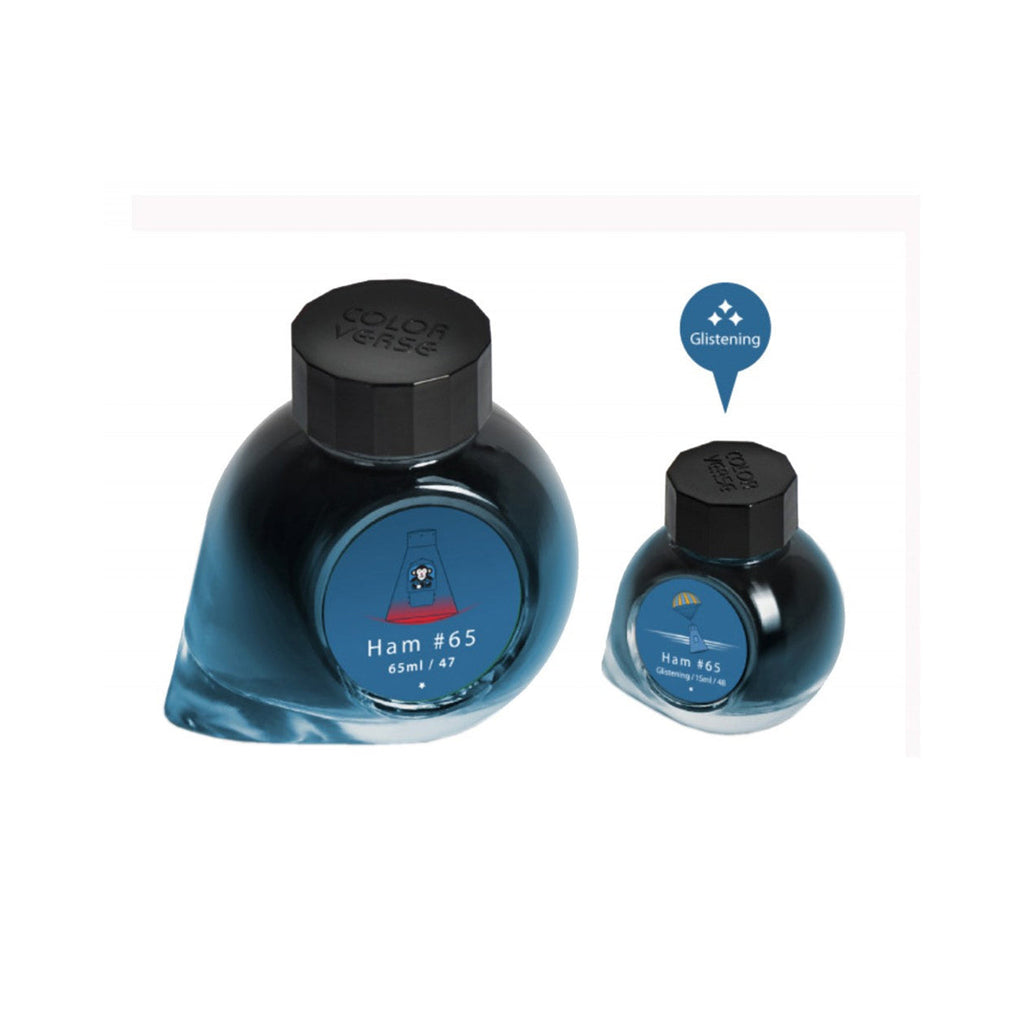 Colorverse Ink | Trailblazer In Space | Fountain Pen Ink | HAM 65 | Dark Blue | 65ml & 15ml | 2 Bottle Set