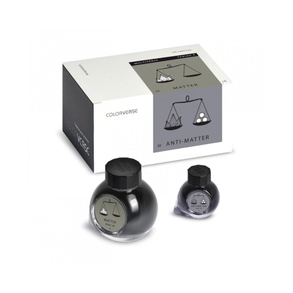 Colorverse | Multiverse Series | Season 3 | Matter | Anti-Matter | Fountain Pen Ink Bottled | Grey | 65ml and 15ml | 2 Bottle Set