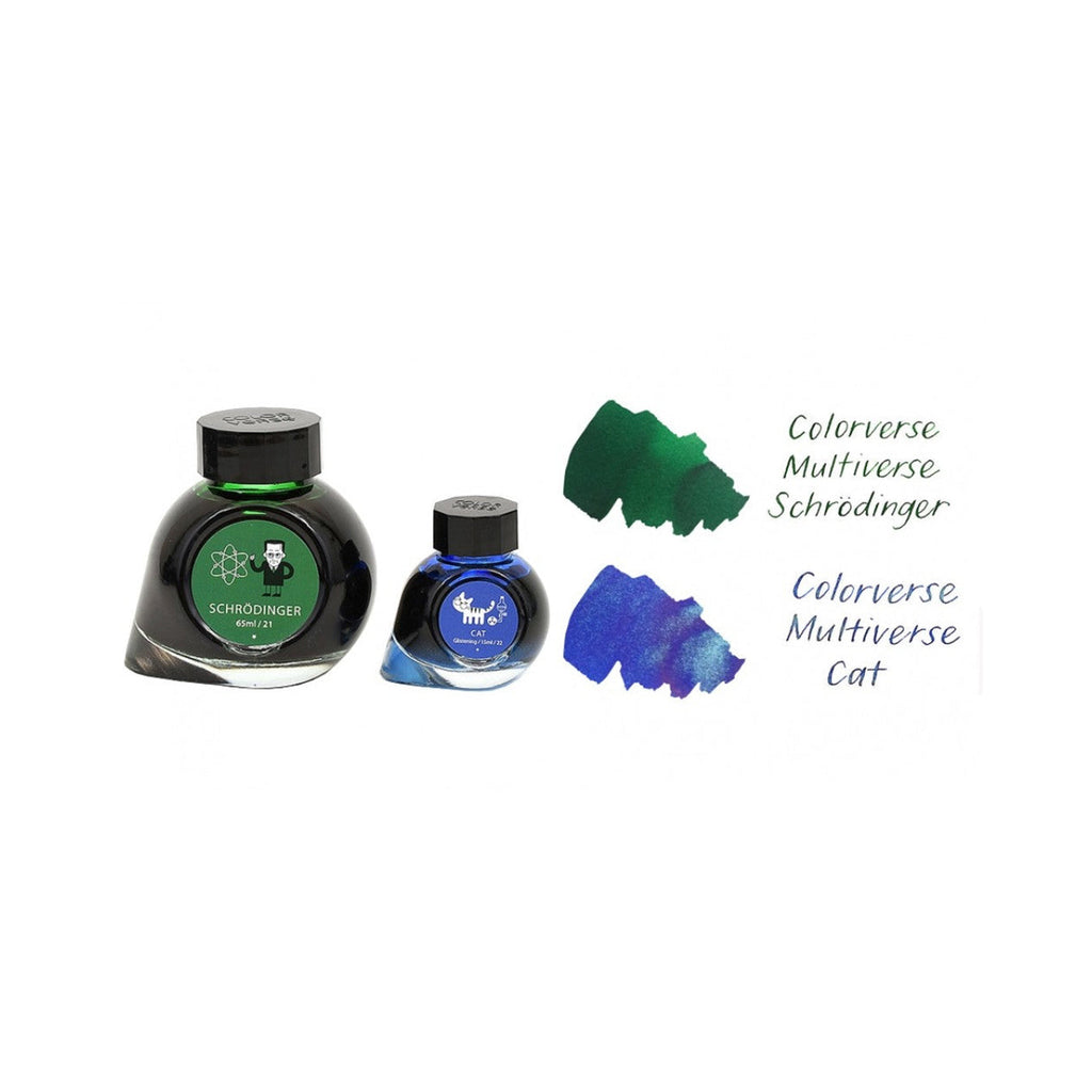 Colorverse | Multiverse Series | Season 3 | Fountain Pen Ink | Schrodinger | Green | 65ml and 15ml | 2 Bottle Set