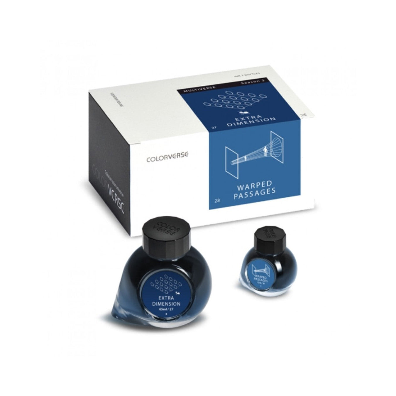 Colorverse | Multiverse Series | Season 3 | Fountain Pen Ink | Extra Dimension | Dark Blue | 65ml and 15ml | 2 Bottle Set