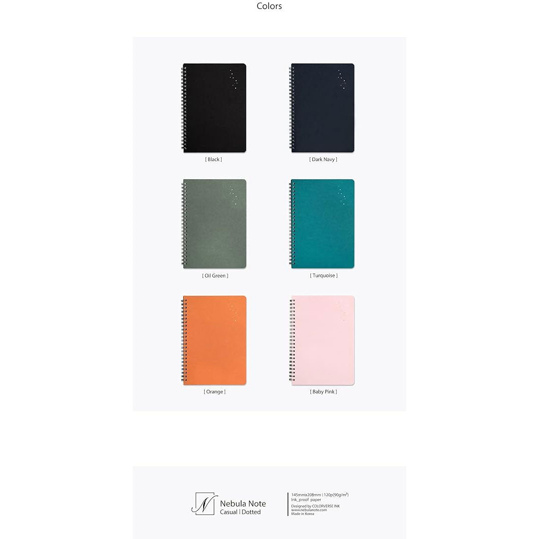 Colorverse | Nebula | Casual Series | Spiral Bound Notebook | Plain | Black