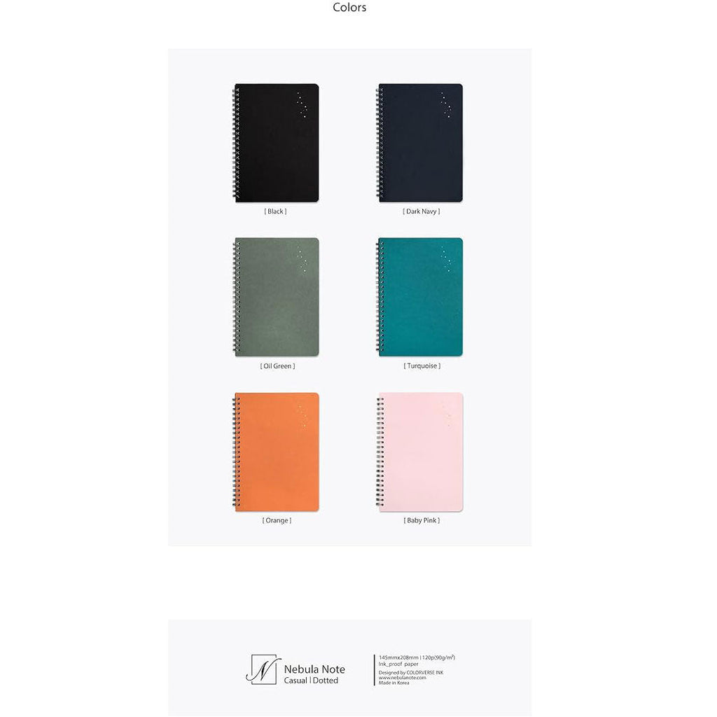 Colorverse | Nebula | Casual Series | Spiral Bound Notebook | Plain | Turquoise