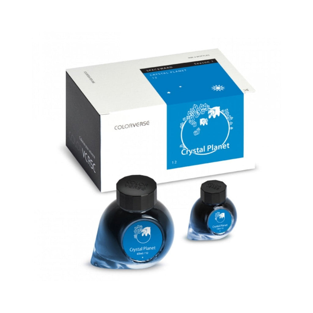 Colorverse | Spaceward Series | Season 1 | Crystal Planet | Fountain Pen Ink | Blue | 65ml and 15ml | 2 Bottle Set