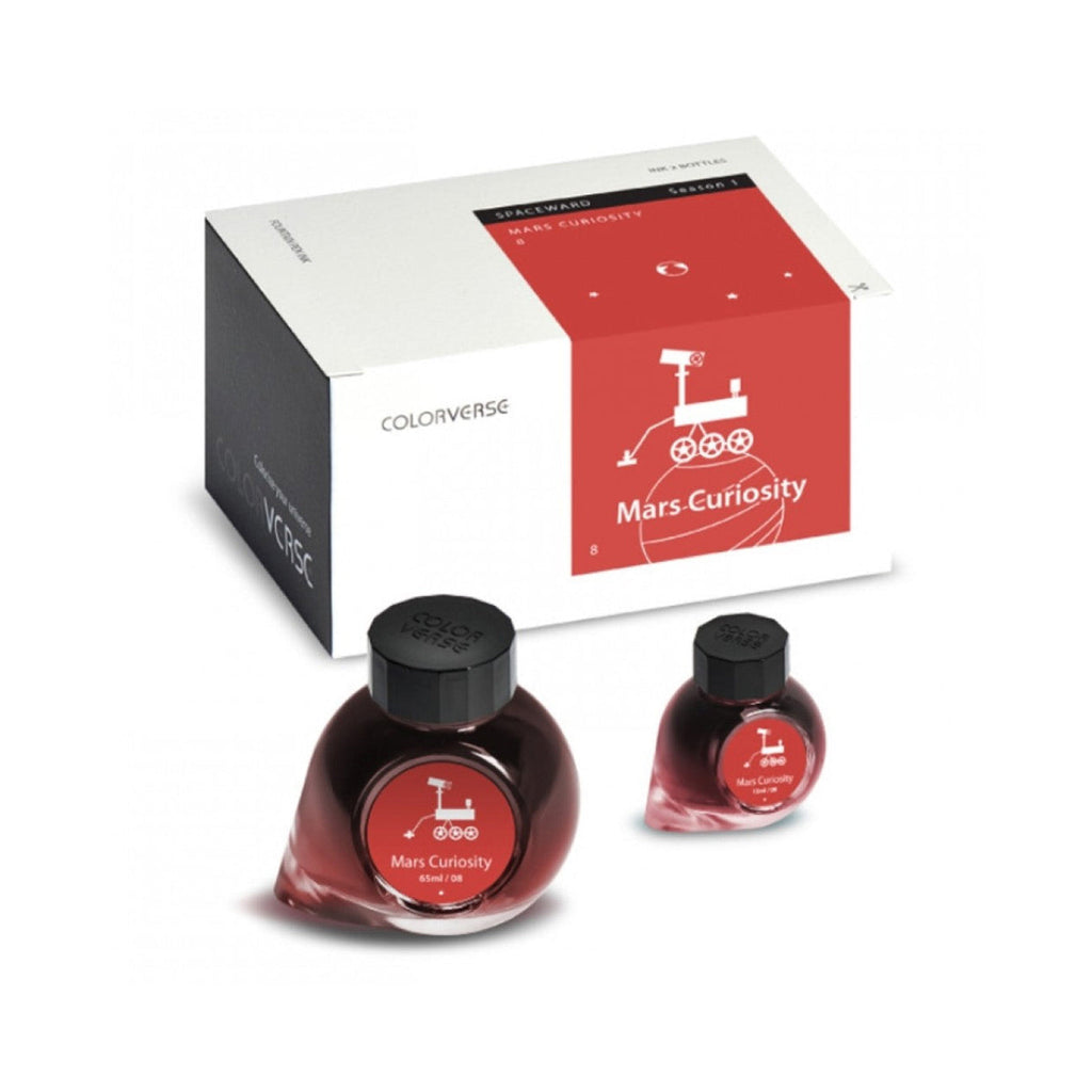 Colorverse | Spaceward Series | Season 1 | Fountain Pen Ink | Mars Curiosity | Red | 65ml and 15ml | 2 Bottle Set