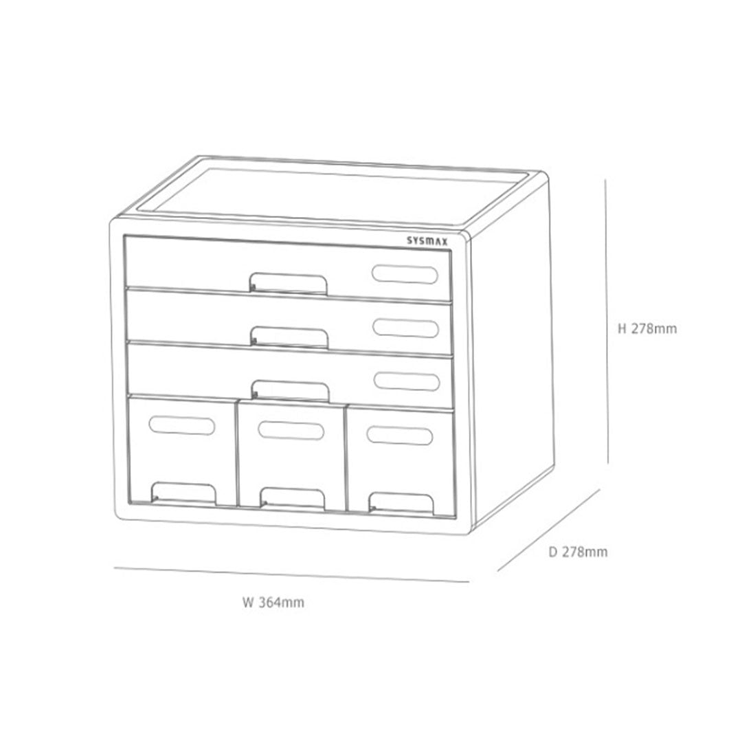 Sysmax | Combo File Cabinet| 6 Drawers| Organizer | Grey