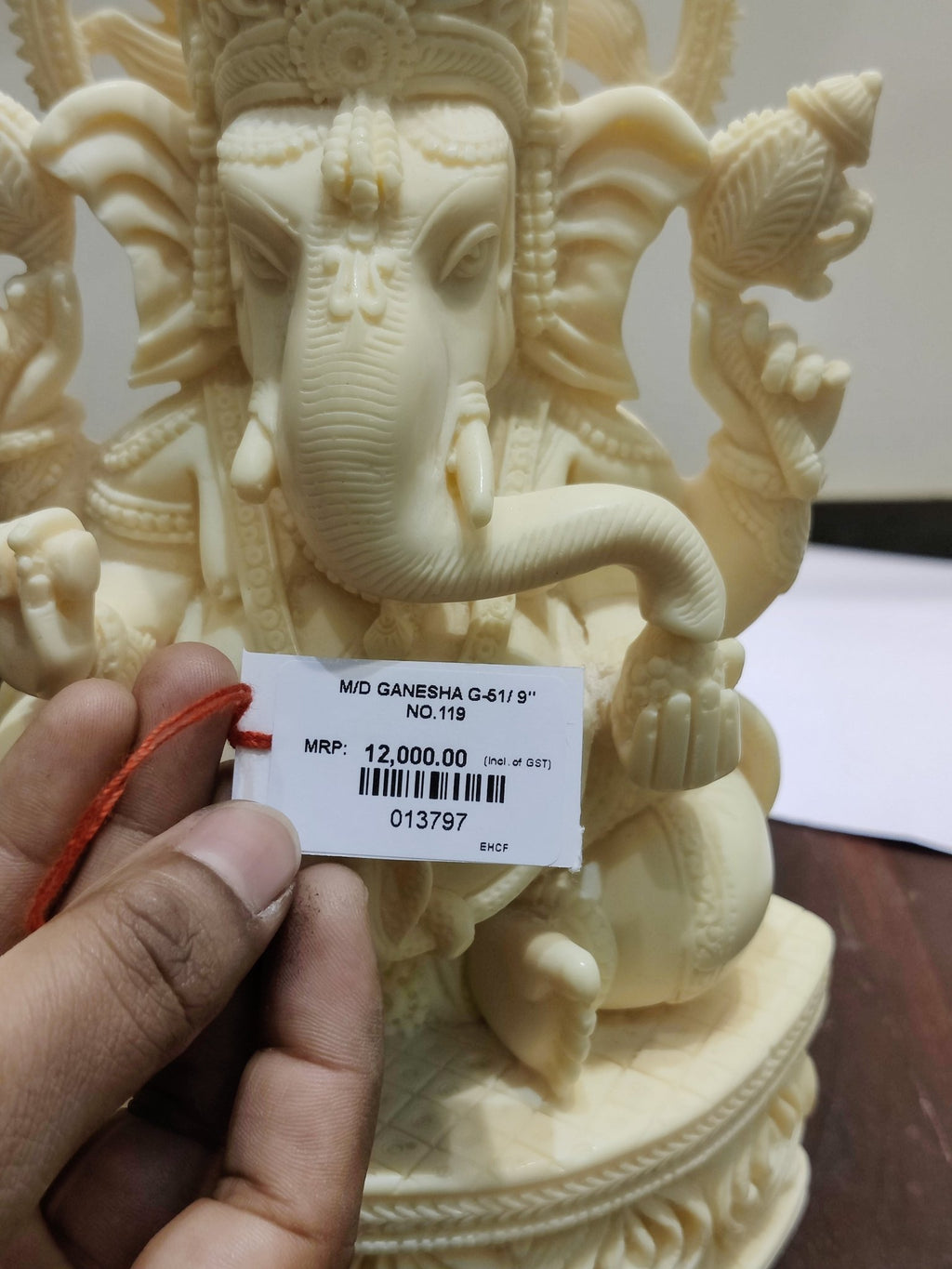 Cream Marble Lord Ganesha Idol – Elegant Divine Grace - Satyam Collection