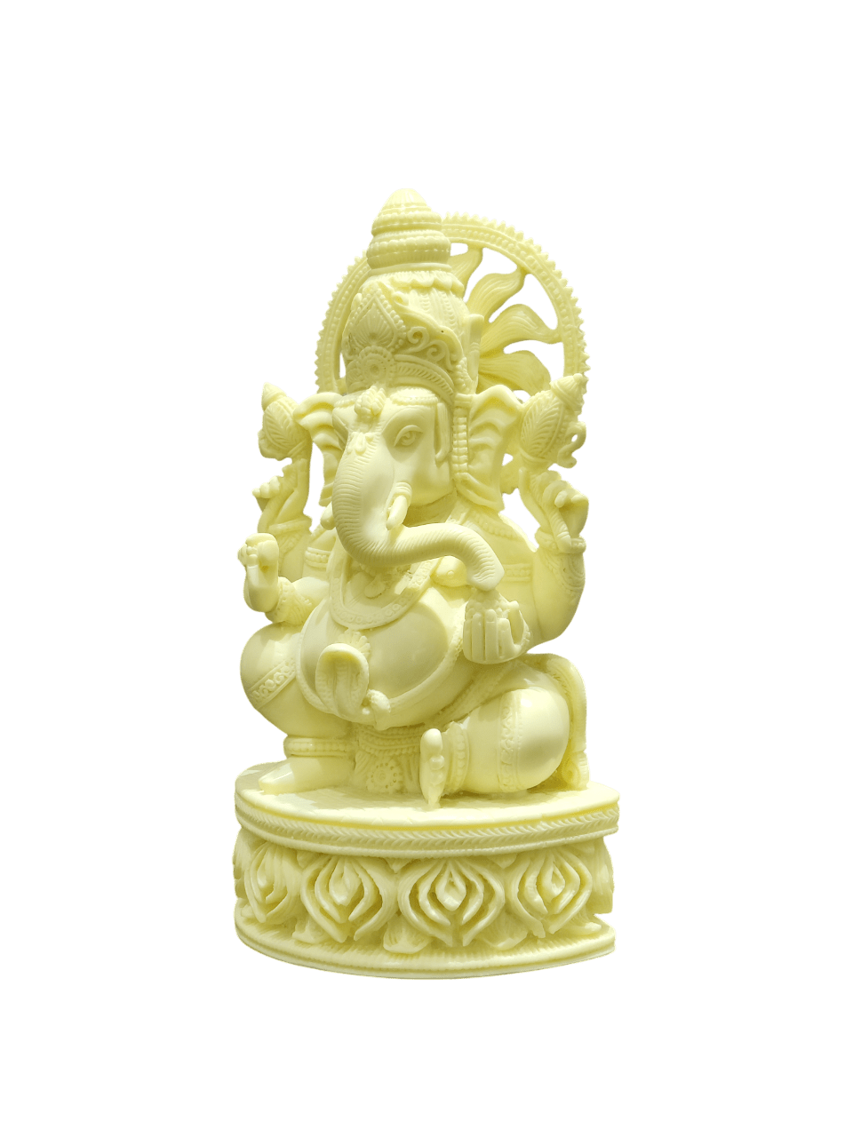 Cream Marble Lord Ganesha Idol – Elegant Divine Grace - Satyam Collection