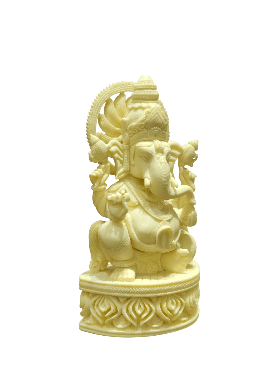 Cream Marble Lord Ganesha Idol – Elegant Divine Grace - Satyam Collection