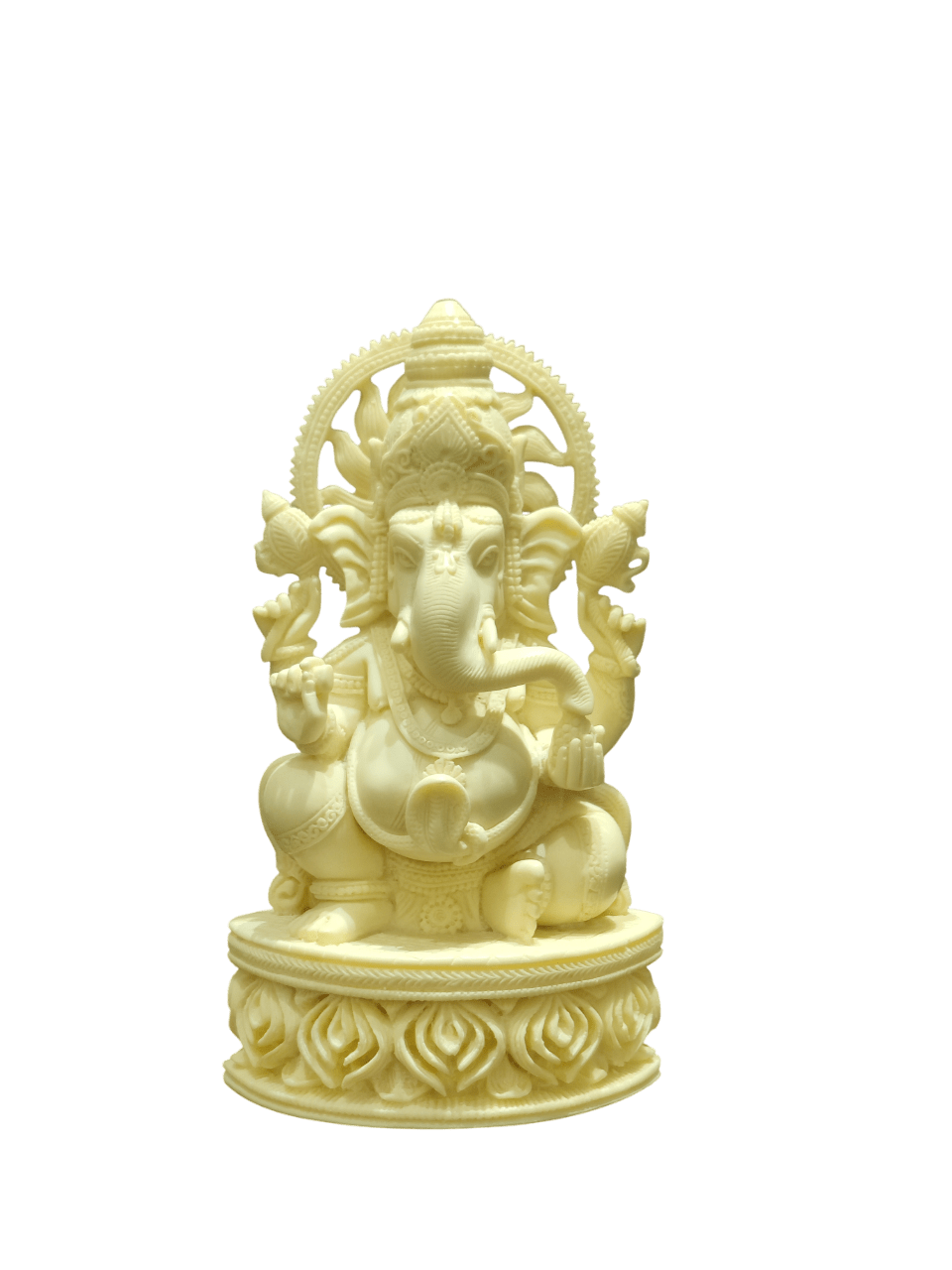 Cream Marble Lord Ganesha Idol – Elegant Divine Grace - Satyam Collection