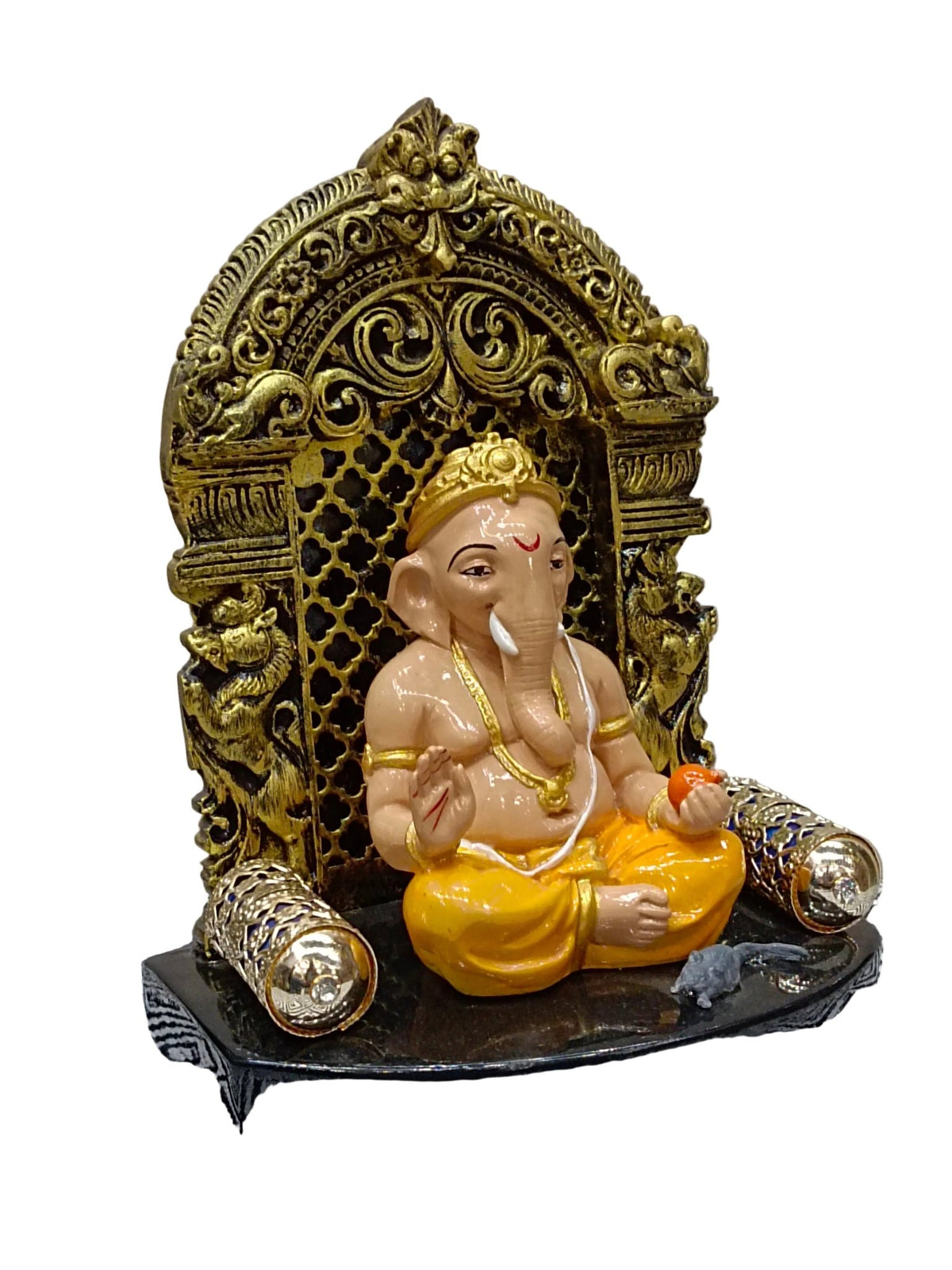 Decorative Fiber Ganesha Statue with Ornate Prabhavali – Lord Ganesh Idol - Satyam Collection