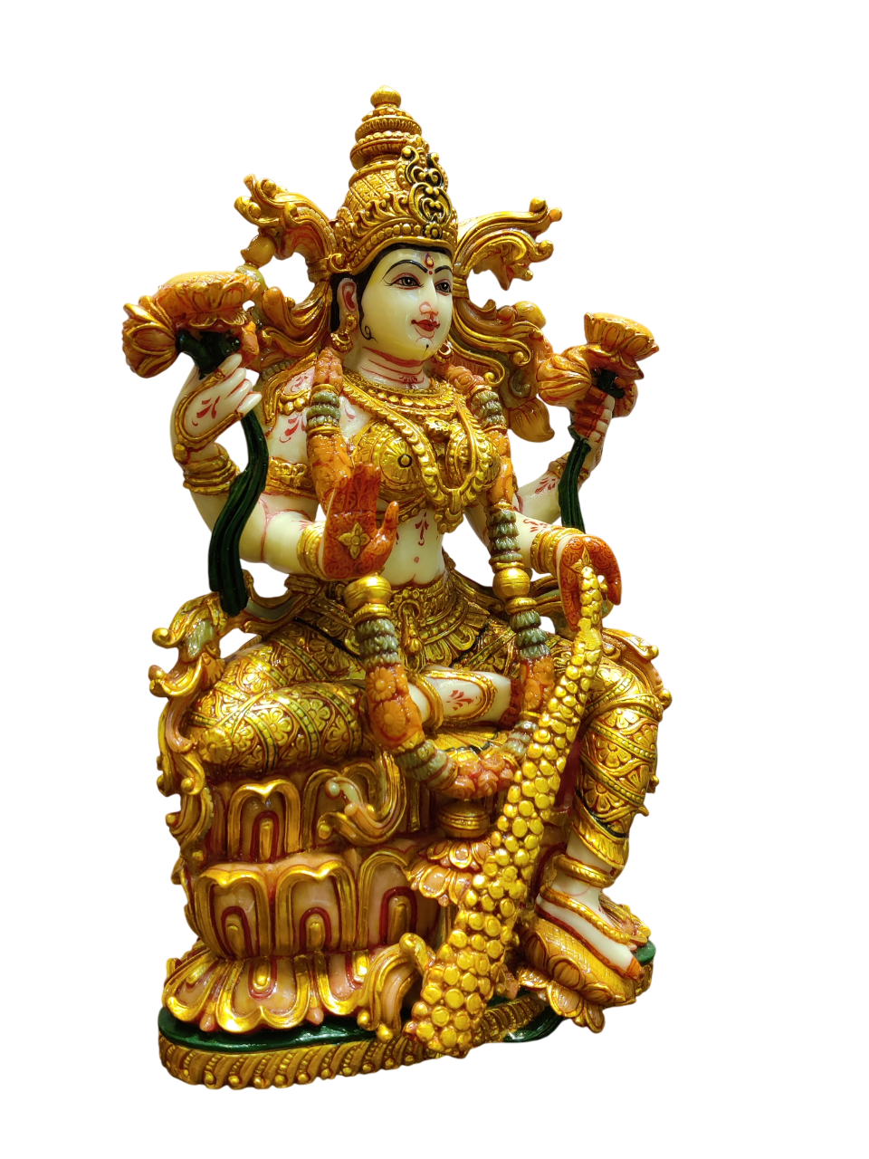 Divine Brass Goddess Lakshmi Idol – Wealth & Prosperity Statue - Satyam Collection