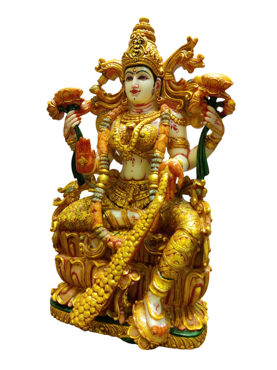 Divine Brass Goddess Lakshmi Idol – Wealth & Prosperity Statue - Satyam Collection