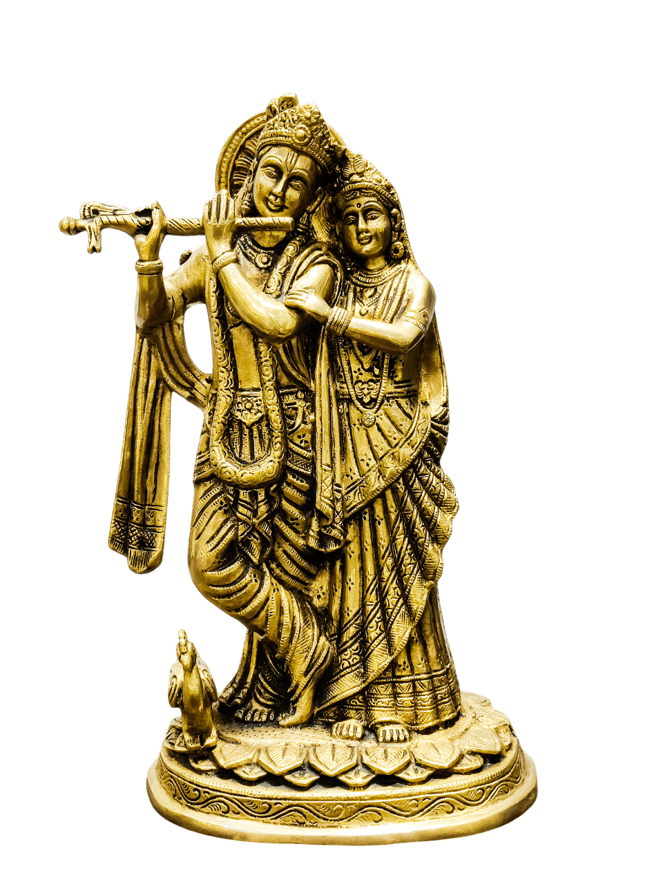 Divine Brass Radha Krishna Idol – Eternal Love Statue - Satyam Collection