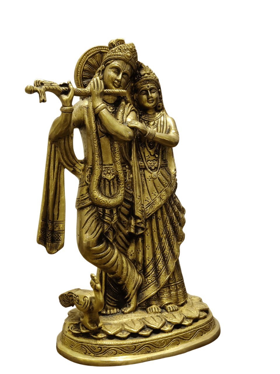 Divine Brass Radha Krishna Idol – Eternal Love Statue - Satyam Collection