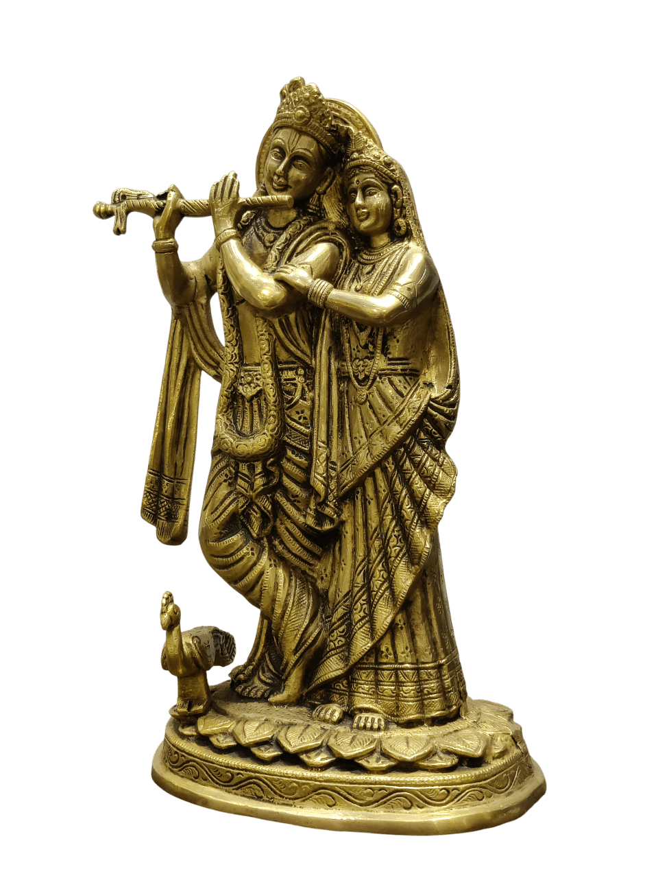 Divine Brass Radha Krishna Idol – Eternal Love Statue - Satyam Collection