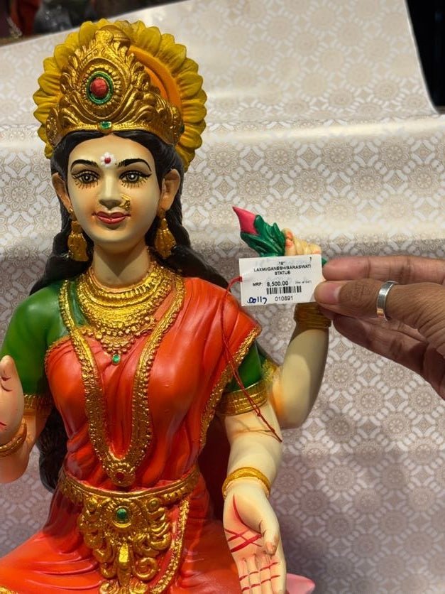 Divine Goddess Lakshmi Idol – Lotus Seated Prosperity Statue - Satyam Collection