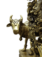Divine Lord Krishna Playing Flute with Cow – Premium Decorative Brass Murti - Satyam Collection