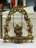 Divine Radha Krishna on Swing – Premium Decorative Brass Murti - Satyam Collection