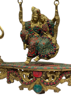 Divine Radha Krishna on Swing – Premium Decorative Brass Murti - Satyam Collection
