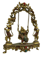Divine Radha Krishna on Swing – Premium Decorative Brass Murti - Satyam Collection