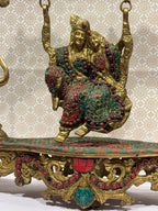 Divine Radha Krishna on Swing – Premium Decorative Brass Murti - Satyam Collection