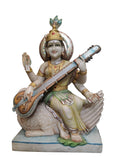Divine Saraswati Marble Idol – Goddess of Knowledge & Wisdom - Satyam Collection