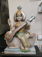 Divine Saraswati Marble Idol – Goddess of Knowledge & Wisdom - Satyam Collection