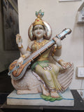 Divine Saraswati Marble Idol – Goddess of Knowledge & Wisdom - Satyam Collection