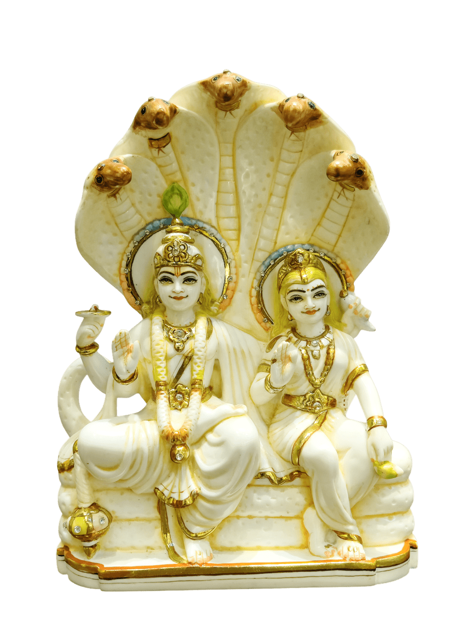 Divine Vishnu–Lakshmi Sheshnag Idol (Premium Marble Finish) - Satyam Collection