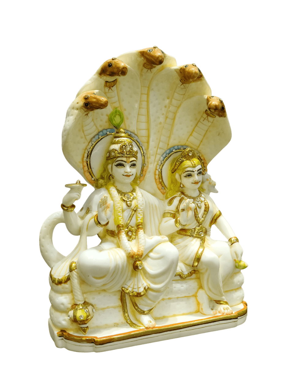 Divine Vishnu–Lakshmi Sheshnag Idol (Premium Marble Finish) - Satyam Collection
